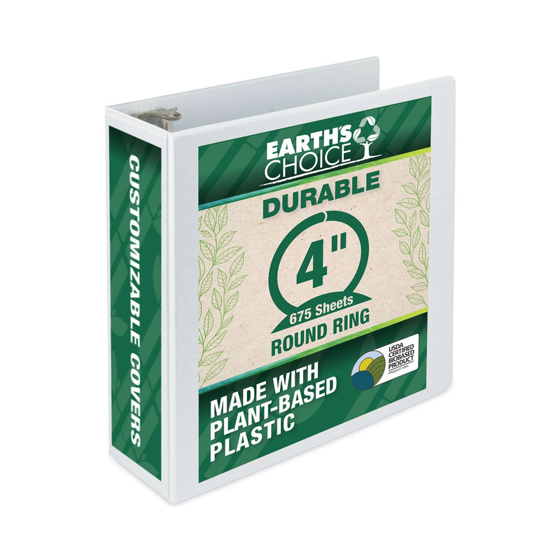 Samsill Earth's Choice Biobased Round Ring View Binder, 3 Rings, 4" Capacity, 11 x 8.5, White