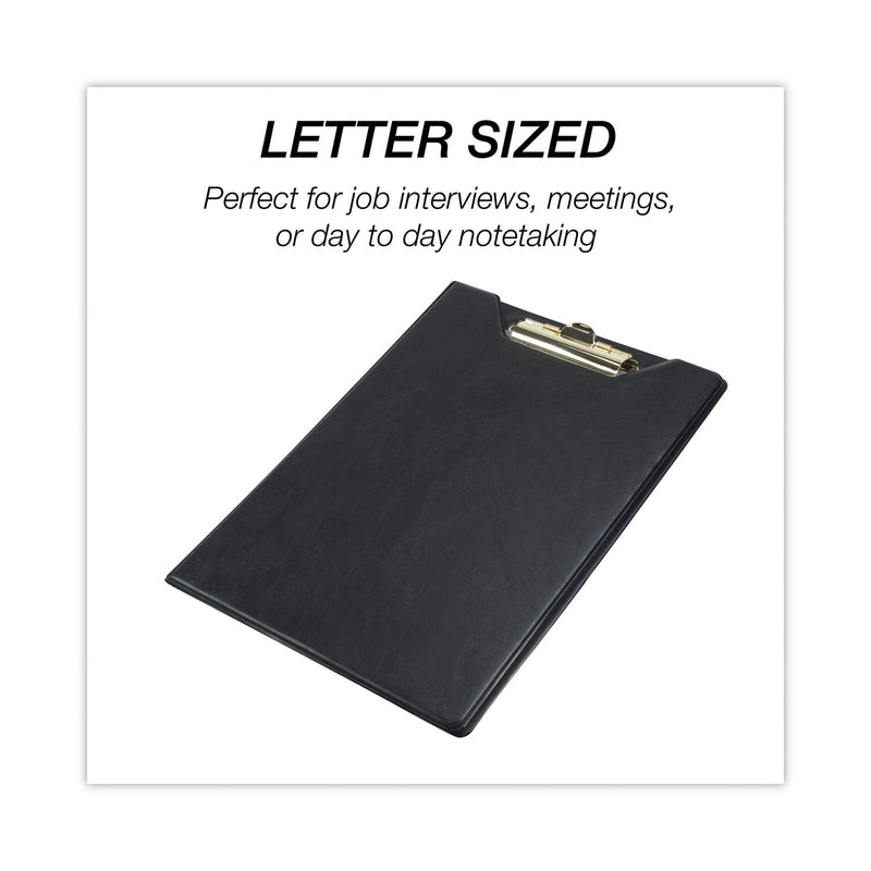 Samsill Value Padfolio, Heavyweight Sealed Vinyl, Brass Clip, Inside Front Pocket, Black
