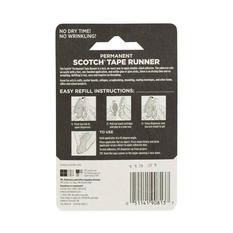 Scotch Refill for the Redesigned Scotch 6055 Tape Runner Dispenser, 0.31" x 49 ft, Dries Clear