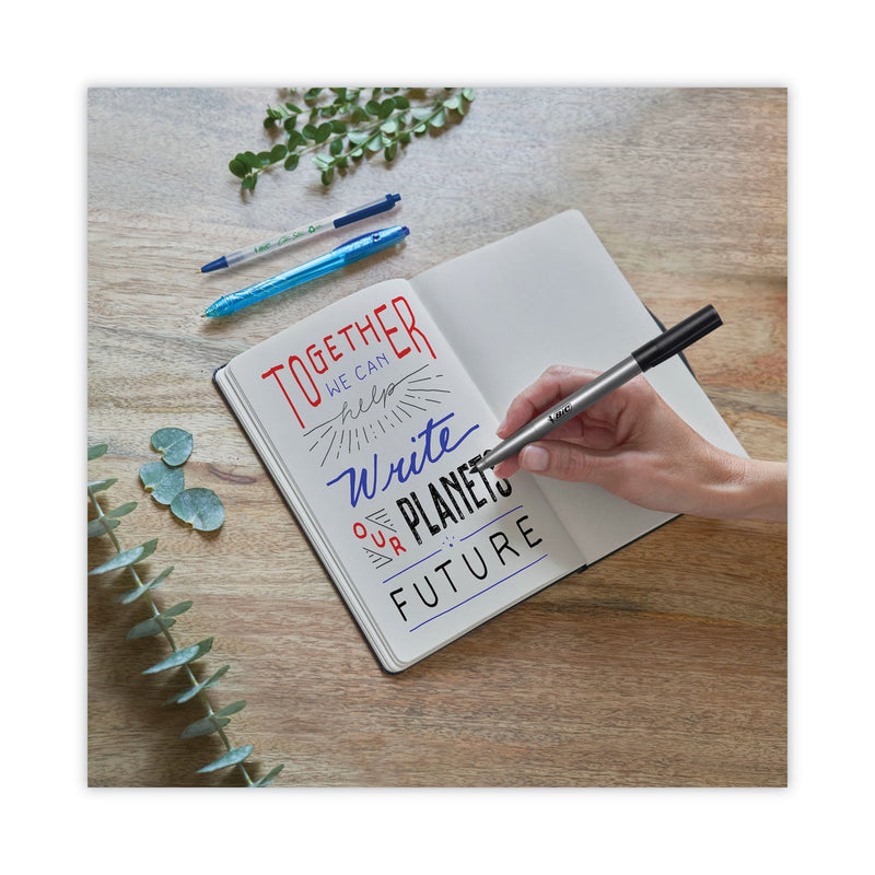 BIC ReVolution Ballpoint Pen, Retractable, Medium 1 mm, Blue Ink/Semi-Clear Barrel, 48/Pack