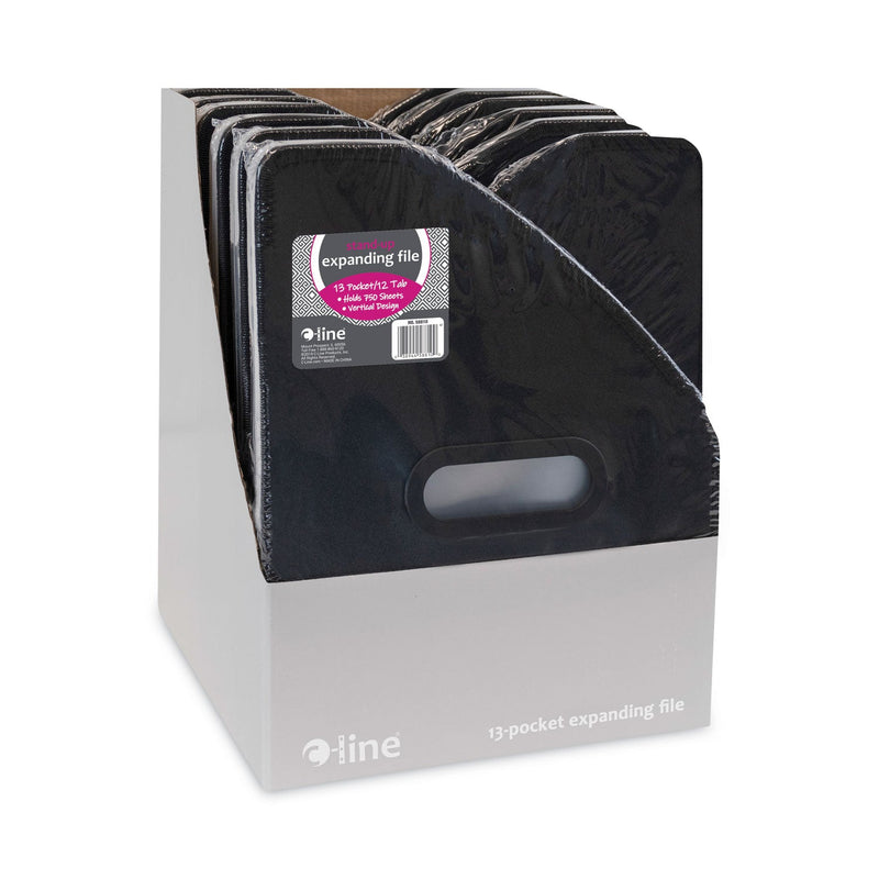 C-Line Vertical Expanding File, 10" Expansion, 13 Sections, 1/12-Cut Tabs, Letter Size, Black