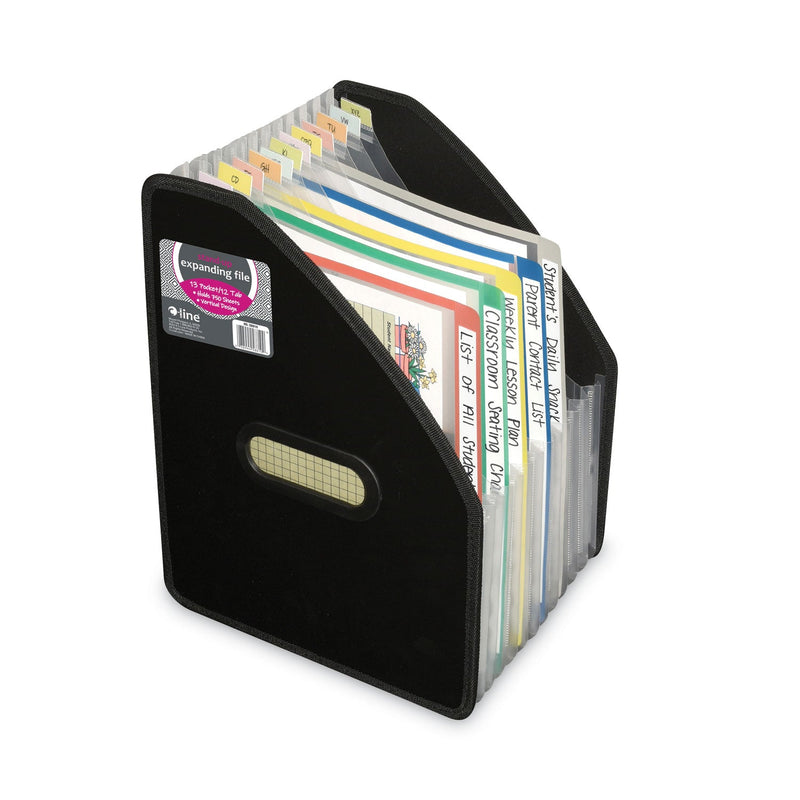 C-Line Vertical Expanding File, 10" Expansion, 13 Sections, 1/12-Cut Tabs, Letter Size, Black