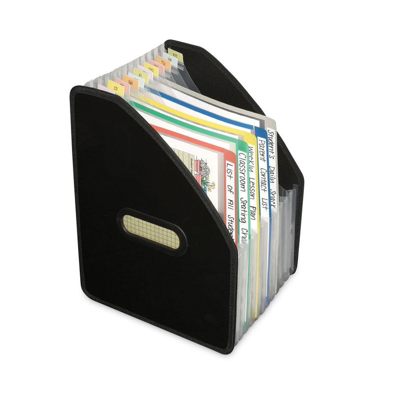 C-Line Vertical Expanding File, 10" Expansion, 13 Sections, 1/12-Cut Tabs, Letter Size, Black