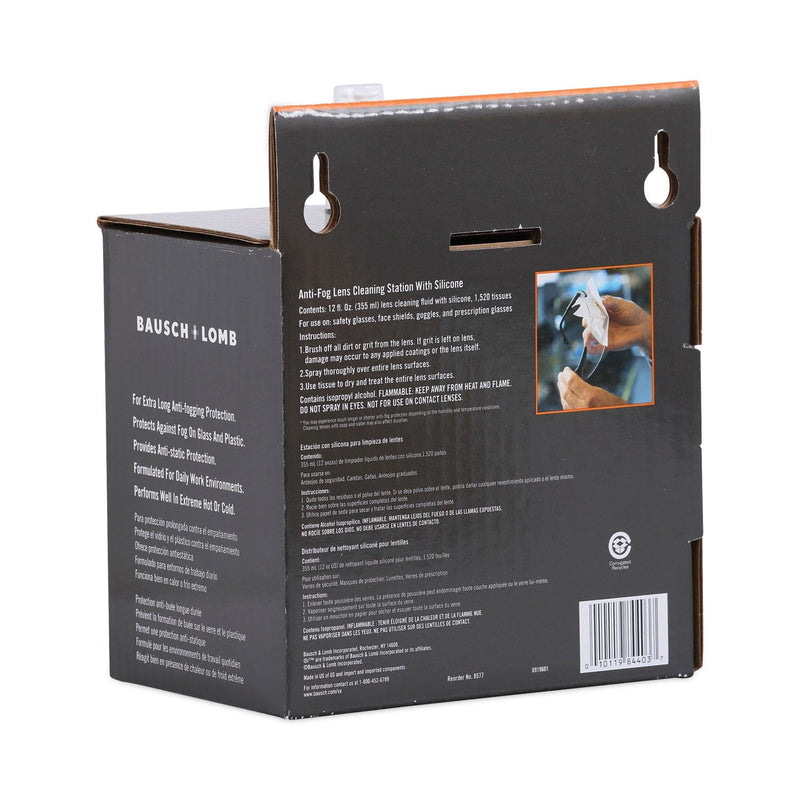 Bausch & Lomb Sight Savers FogShield Disposable Lens Cleaning Station, 12 oz Bottle, 1,425 Tissues/Box