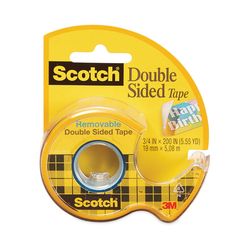 Scotch Double-Sided Removable Tape in Handheld Dispenser, 1" Core, 0.75" x 33.33 ft, Clear