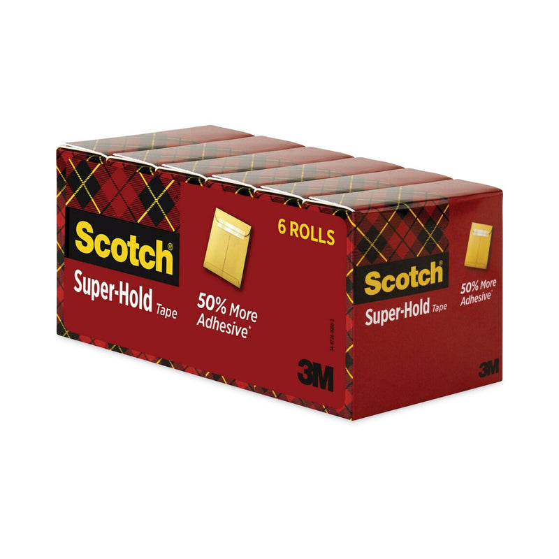 Scotch Super-Hold Tape Refill, 1" Core, 0.75" x 27.77 yds, Transparent, 6/Pack
