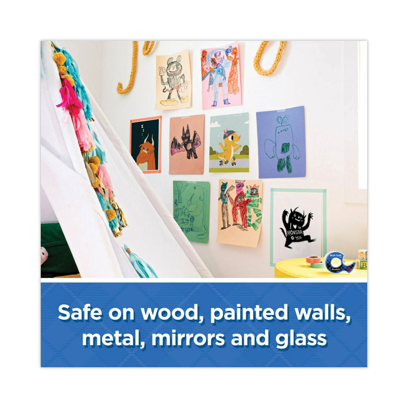 Scotch Wall-Safe Tape, 1" Core, 0.75" x 66.66 ft, Clear, 6/Pack