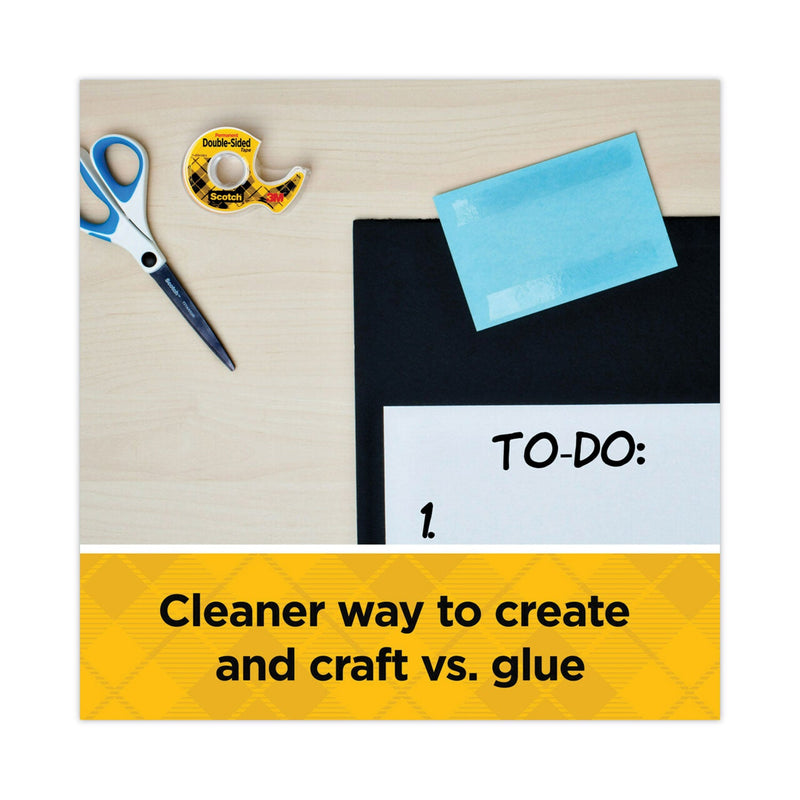 Scotch Double-Sided Tape, 1" Core, 0.5" x 75 ft, Clear, 2/Pack