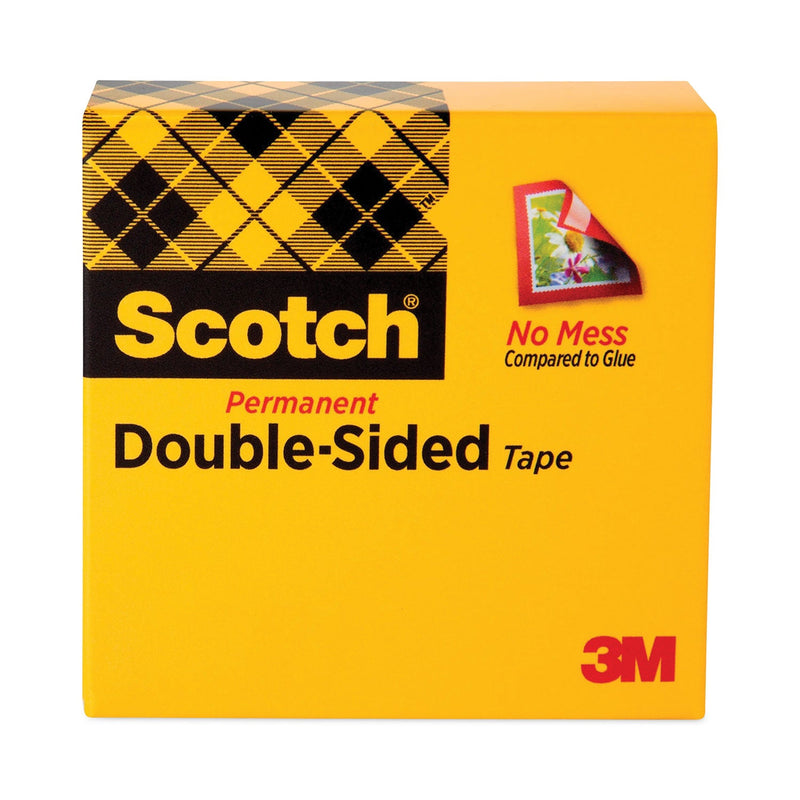 Scotch Double-Sided Tape, 3" Core, 0.5" x 36 yds, Clear