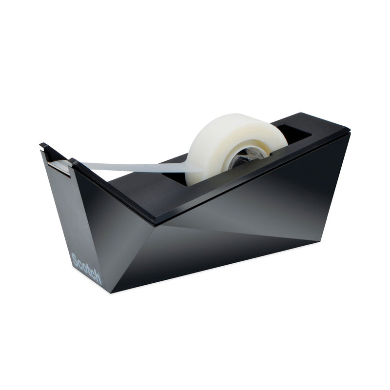 Scotch Facet Design One-Handed Dispenser with One Roll of Tape, 1" Core, Plastic, Black