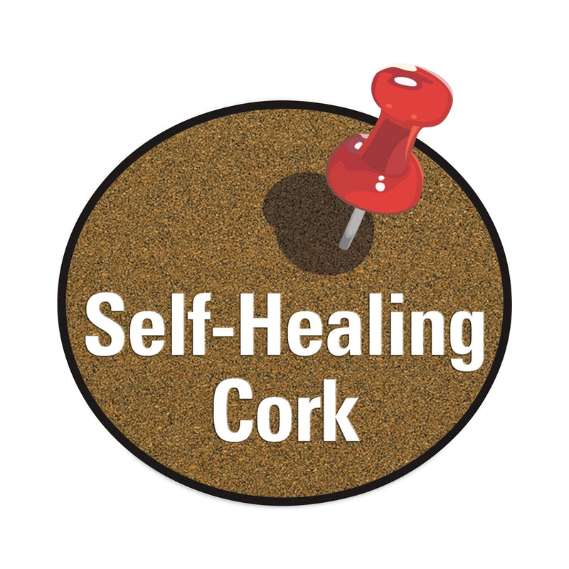 3M Cork Bulletin Board, 72 x 48, Aluminum Frame w/Mahogany Wood Grained Finish