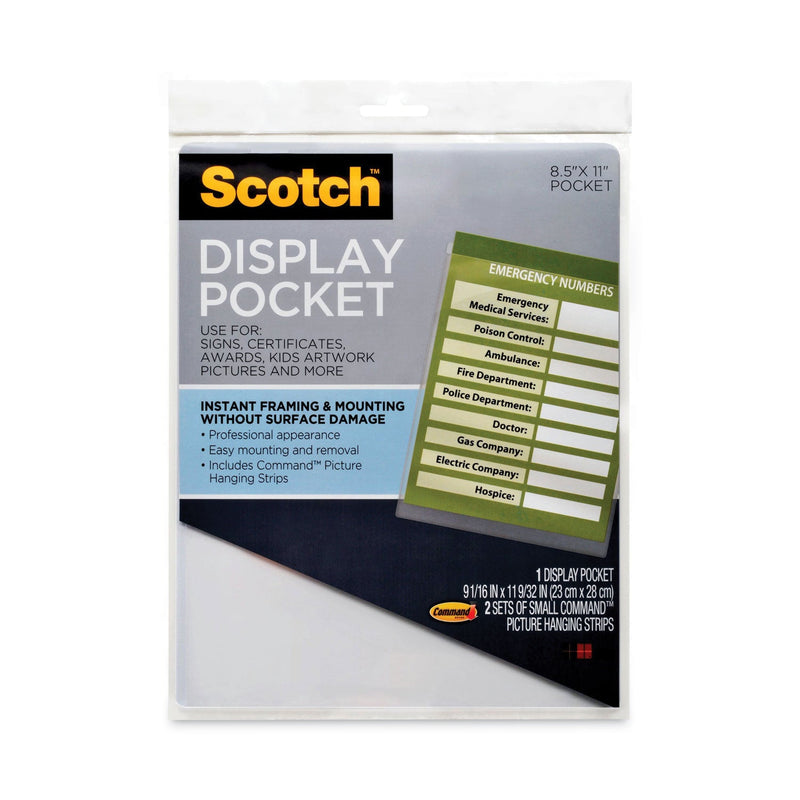 Scotch Display Pocket, Removable Interlocking Fasteners, Plastic, 8.5 x 11, Clear