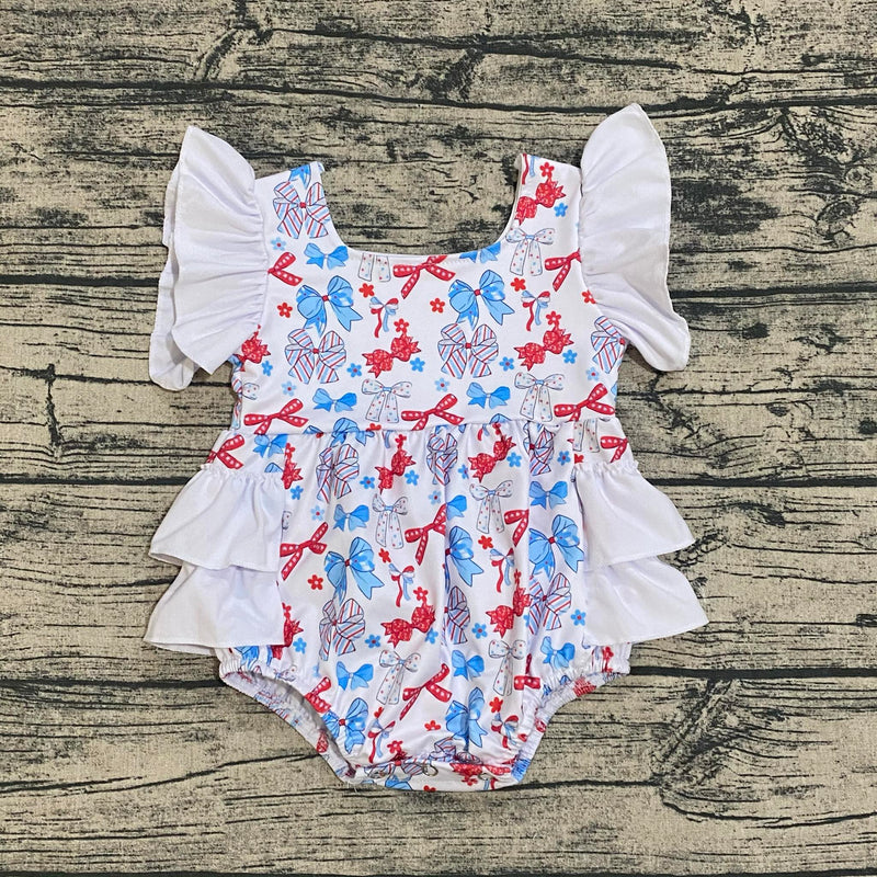 July 4th bows ruffle romper