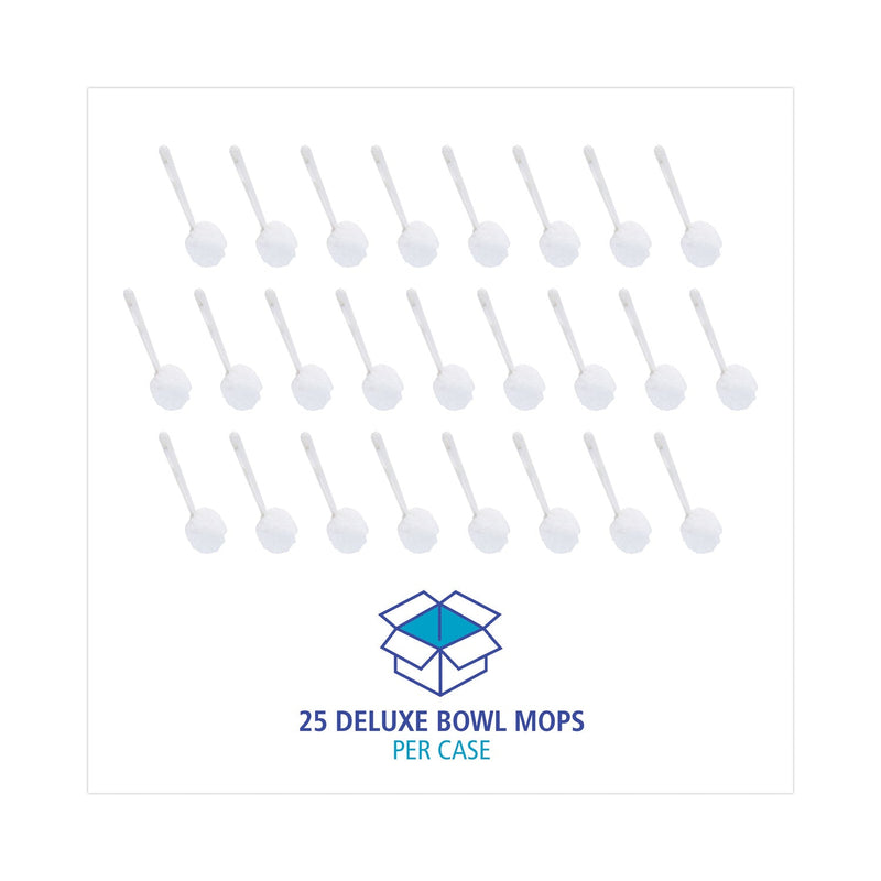 Boardwalk Deluxe Bowl Mop, 10" Handle, 2" Mop Head, White, 25/Carton