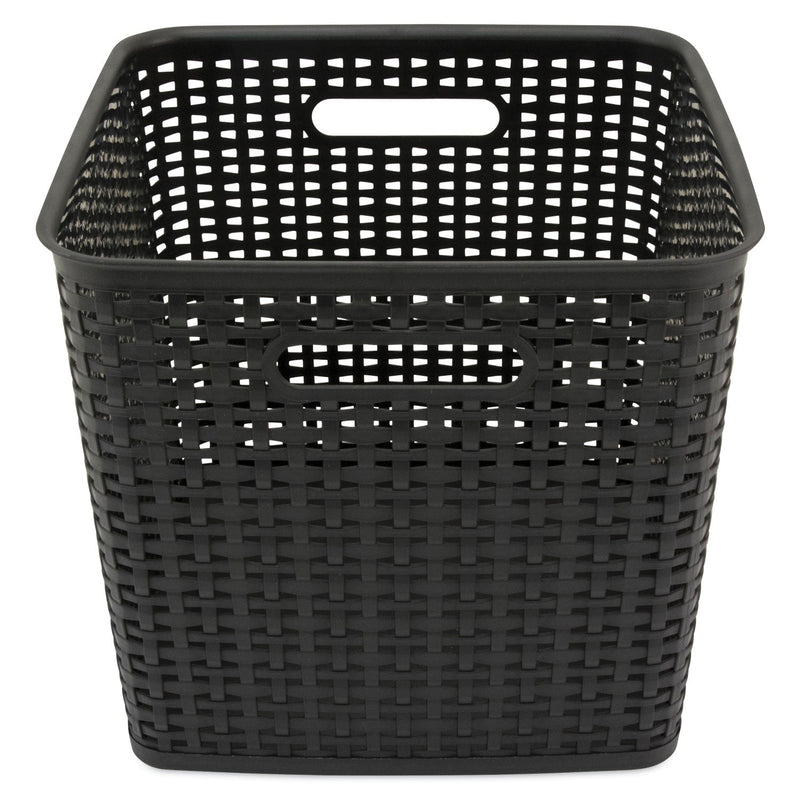 Advantus Plastic Weave Bin, Extra Large, 12.5" x 12.5" x 11.13", Black, 2/Pack
