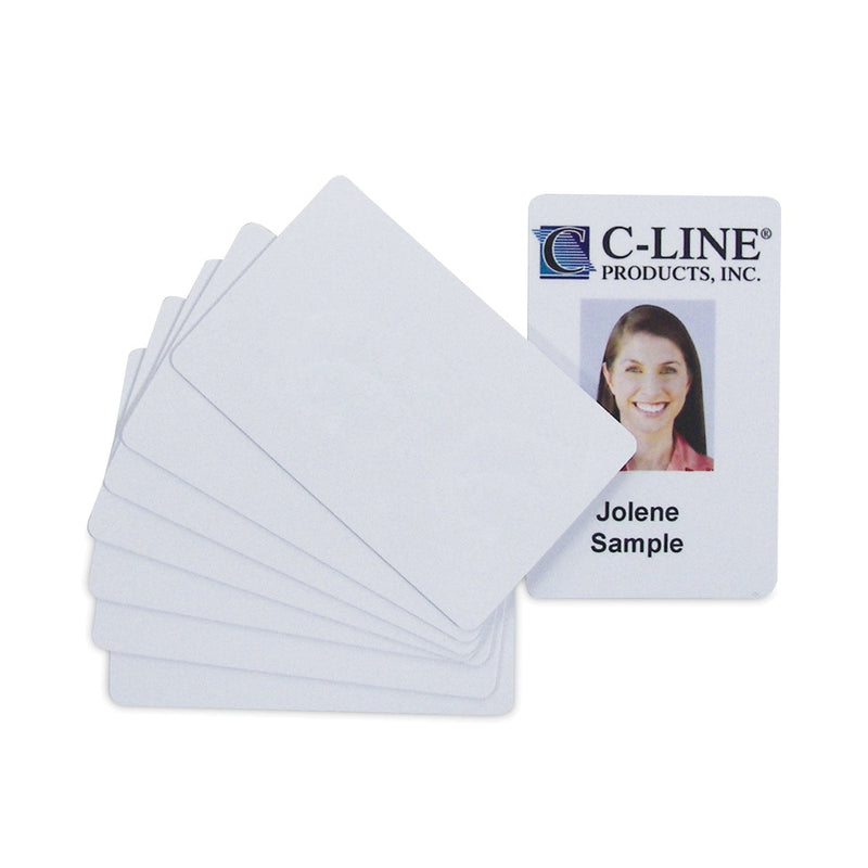 C-Line PVC ID Badge Card, 3.38 x 2.13, White, 100/Pack