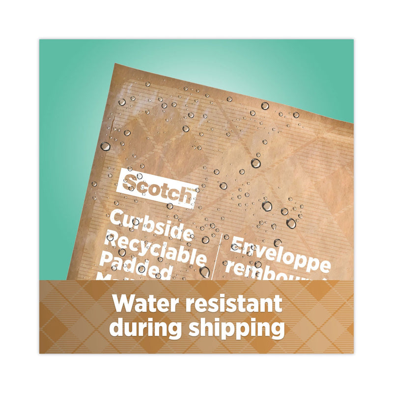 Scotch Curbside Recyclable Padded Mailer, #2, Bubble Cushion, Self-Adhesive Closure, 11.25 x 12, Natural Kraft, 100/Carton