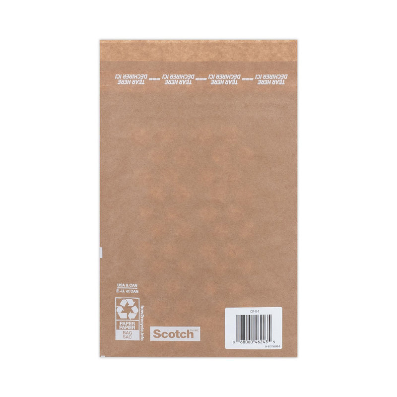 Scotch Curbside Recyclable Padded Mailer, #0, Bubble Cushion, Self-Adhesive Closure, 7 x 11.25, Natural Kraft, 100/Carton