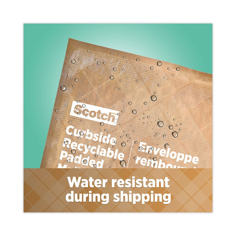 Scotch Curbside Recyclable Padded Mailer, #0, Bubble Cushion, Self-Adhesive Closure, 7 x 11.25, Natural Kraft, 100/Carton