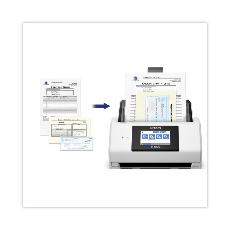 Epson DS-790WN Wireless Network Color Document Scanner, 600 dpi Optical Resolution, 100-Sheet Duplex Auto Document Feeder