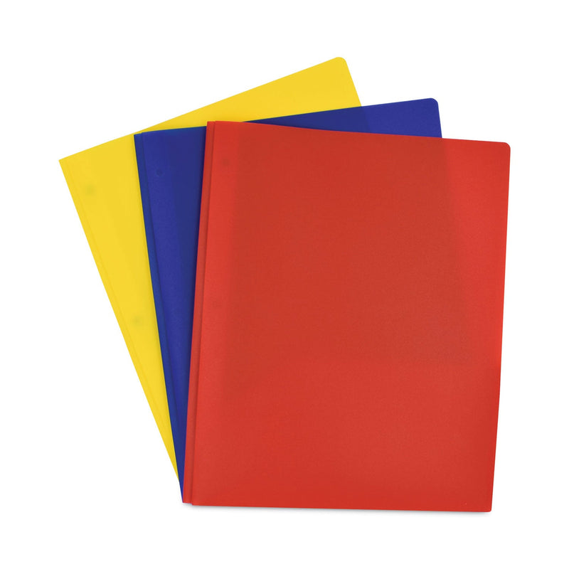 Smead Poly Two-Pocket Folder with Fasteners, 130-Sheet Capacity, 11 x 8.5, Assorted, 6/Pack