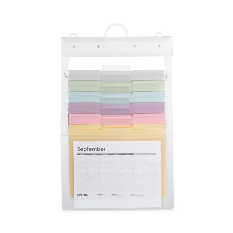 Smead Cascading Wall Organizer, 6 Sections, Letter Size, 14.25" x 24.25", Blue, Clear, Gray, Green, Orange, Pink, Purple