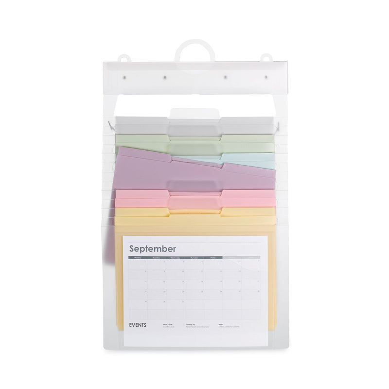 Smead Cascading Wall Organizer, 6 Sections, Letter Size, 14.25" x 24.25", Blue, Clear, Gray, Green, Orange, Pink, Purple