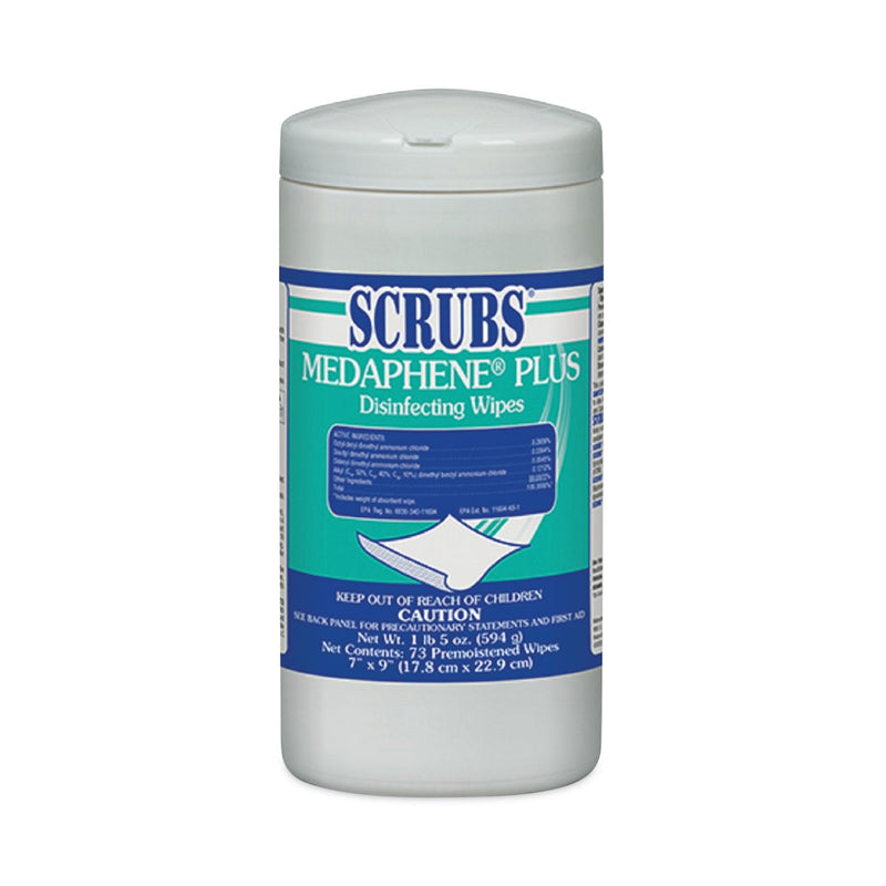 SCRUBS MEDAPHENE Plus Disinfecting Wipes, Citrus, 9 x 7, White, 73/Canister, 6/Carton