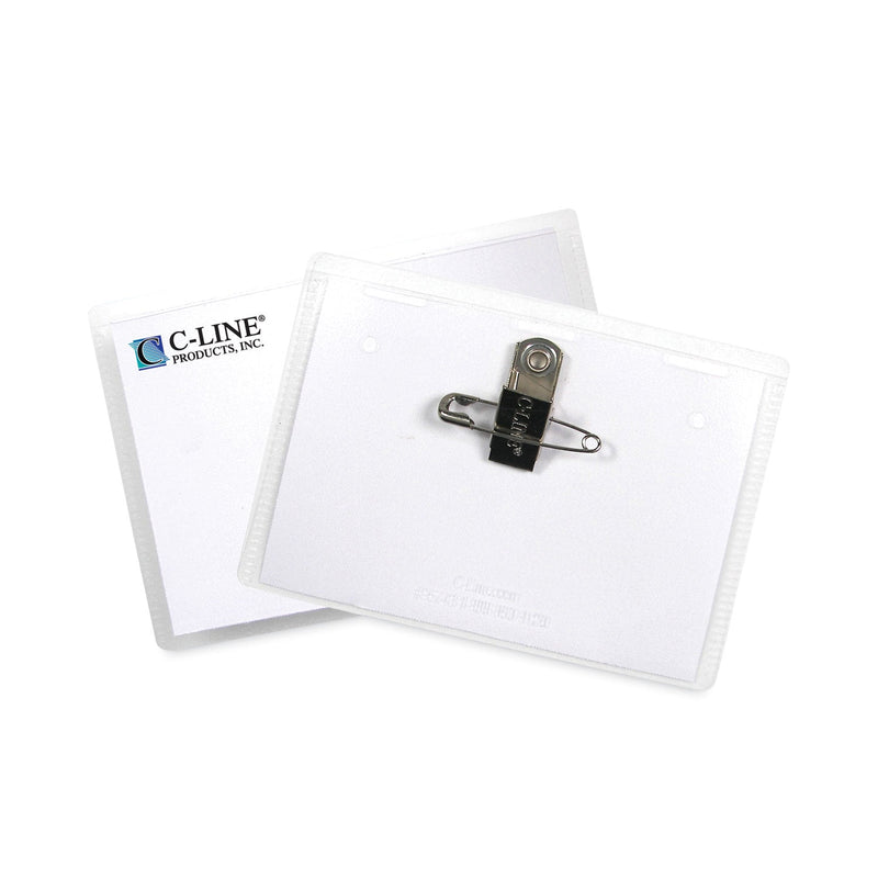 C-Line Name Badge Kits, Top Load, 4 x 3, Clear, Combo Clip/Pin, 50/Box