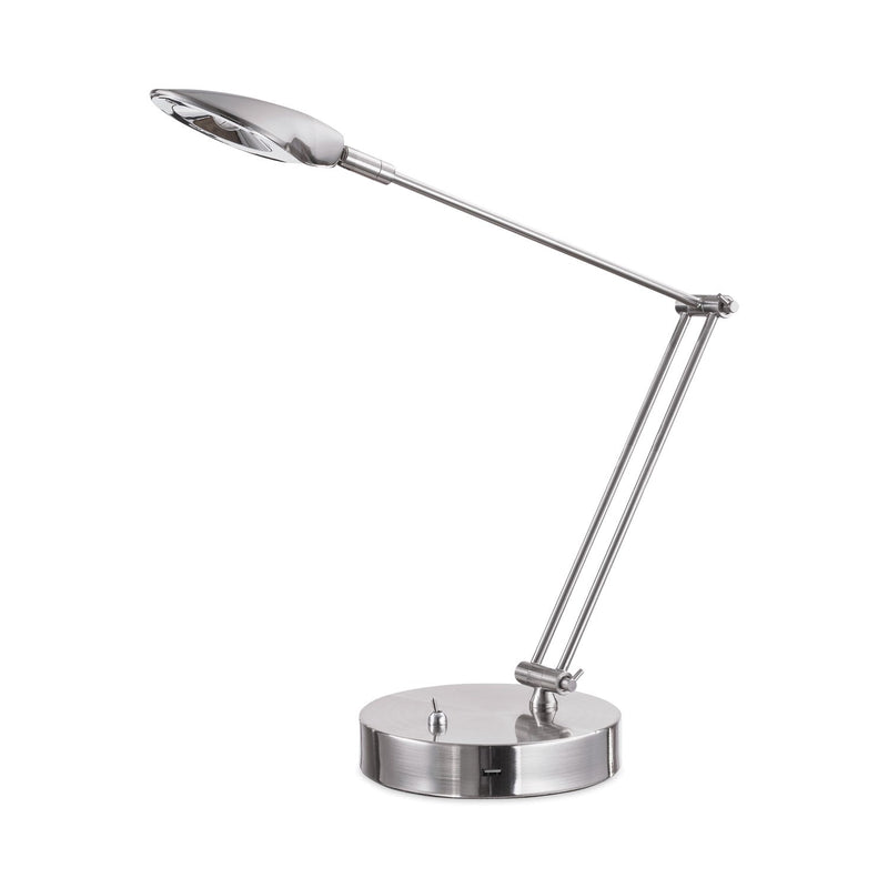 Alera Adjustable LED Task Lamp with USB Port, 11"w x 6.25"d x 26"h, Brushed Nickel