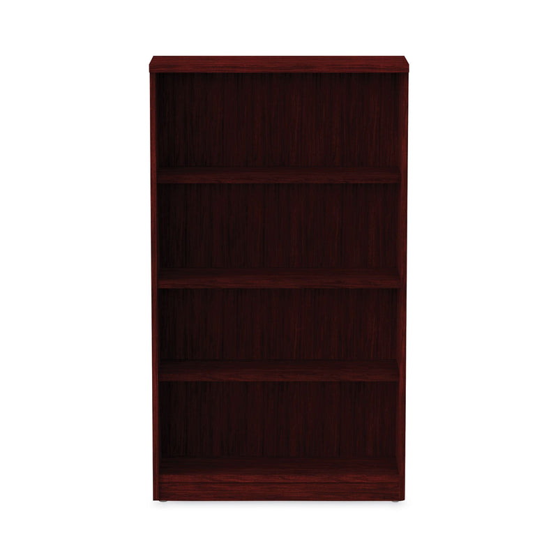 Alera Valencia Series Bookcase, Four-Shelf, 31.75w x 14d x 54.88h, Mahogany