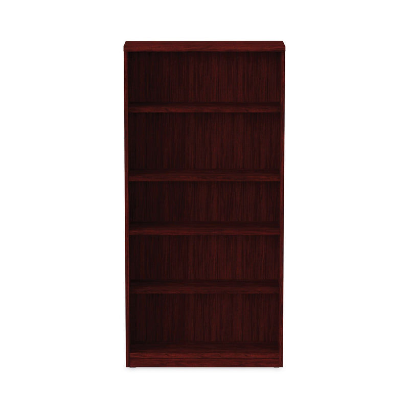Alera Valencia Series Bookcase, Five-Shelf, 31.75w x 14d x 64.75h, Mahogany