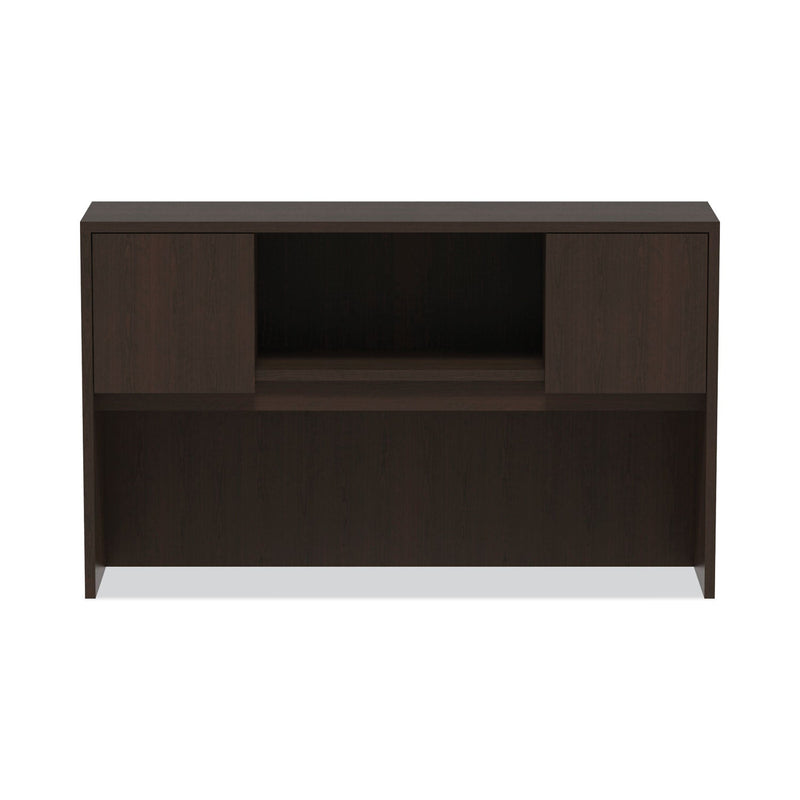 Alera Valencia Series Hutch with Doors, 4 Compartments, 58.88w x 15d x 35.38h, Espresso