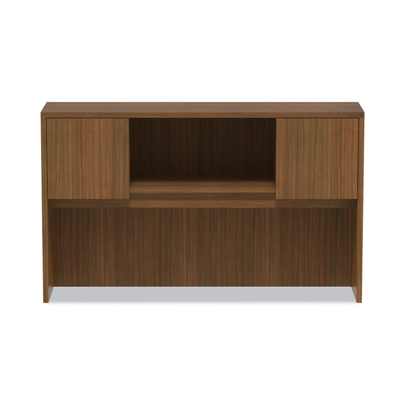 Alera Valencia Series Hutch with Doors, 4 Compartments, 58.88w x 15d x 35.38h, Modern Walnut