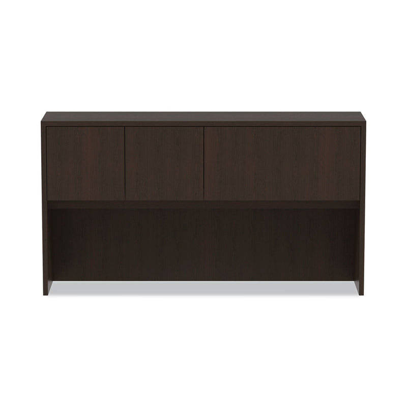 Alera Valencia Series Hutch with Doors, 4 Compartments, 64.75w x 15d x 35.38h, Espresso