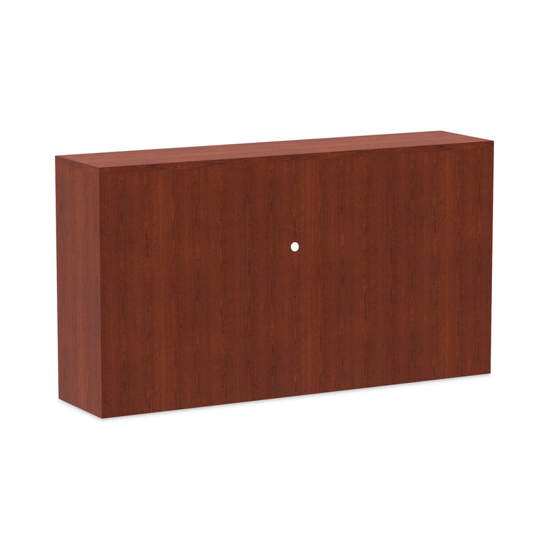 Alera Valencia Series Hutch with Doors, 4 Compartments, 64.75w x 154d x 35.38h, Medium Cherry