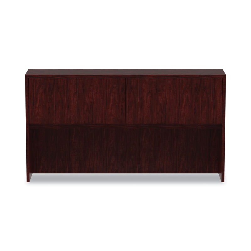 Alera Valencia Series Hutch with Doors, 4 Compartments, 64.75w x 15d x 35.38h, Mahogany