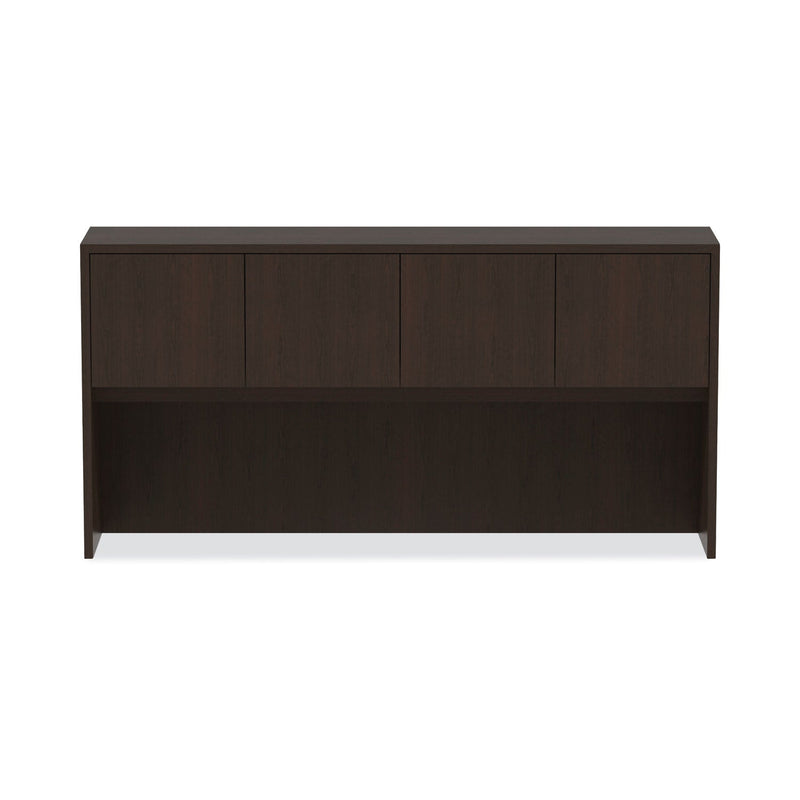 Alera Valencia Series Hutch with Doors, 4 Compartments, 70.63w x 15d x 35.38h, Espresso