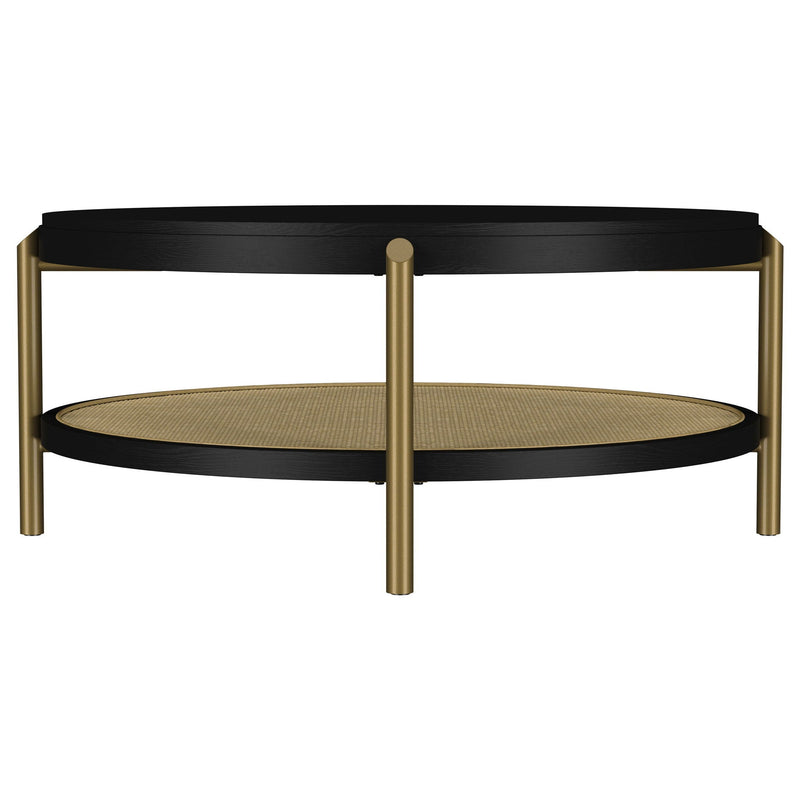 Arini Round Coffee Table With Storage Shelf Black