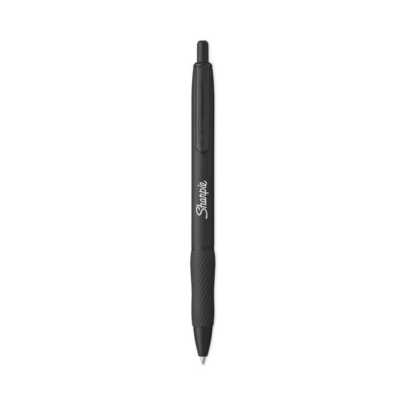 Sharpie S-Gel Premium Metal Barrel Gel Pen, Retractable, Medium 0.7 mm, Black Ink, Black Barrel, 4/Pack