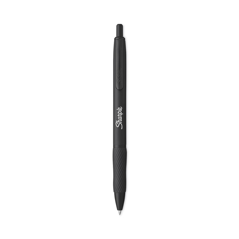 Sharpie S-Gel Premium Metal Barrel Gel Pen, Retractable, Medium 0.7 mm, Black Ink, Black Barrel, Dozen