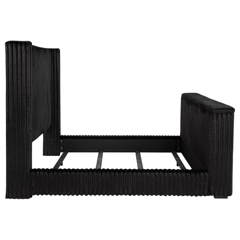 Centergrove Upholstered Eastern King Wingback TV Bed Black