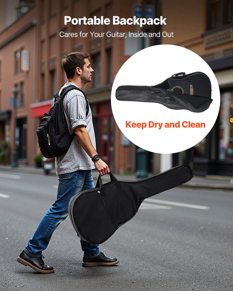 Cutway Acoustic Guitar, 41 In, 6-String Black Solid Spruce Top Guitar, Beginner Bundle With Gig Bag, Tuner, Strap, Strings, Picks, Capo, Rosewood Fingerboard, For Adult Fingerstyle Solo Jazz