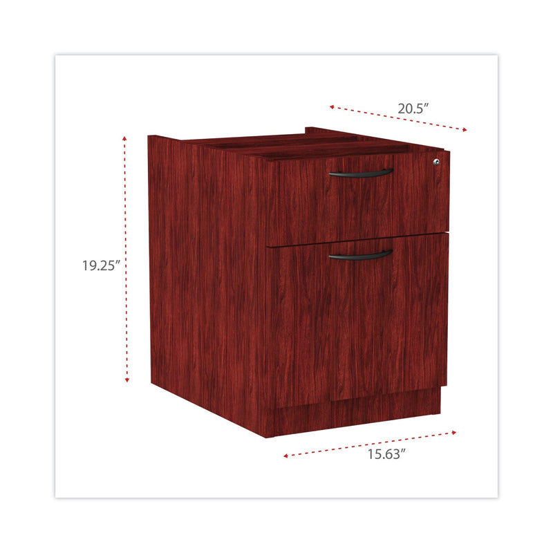 Alera Valencia Series Hanging Pedestal File, Left/Right, 2-Drawers: Box/File, Legal/Letter, Mahogany, 15.63" x 20.5" x 19.25"