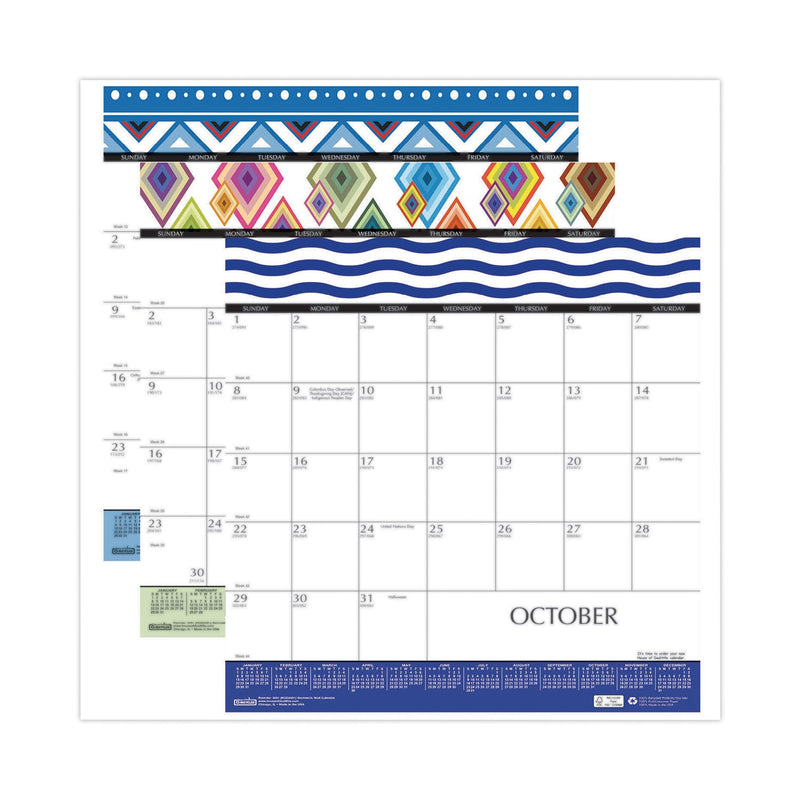 House of Doolittle Recycled Geometric Wall Calendar, Geometric Artwork, 12 x 12, White/Multicolor Sheets, 12-Month (Jan to Dec): 2023