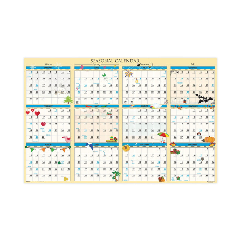 House of Doolittle Recycled Seasonal Laminated Wall Calendar, Earthscapes Illustrated Seasons Artwork, 24 x 37, 12-Month (Jan to Dec): 2023