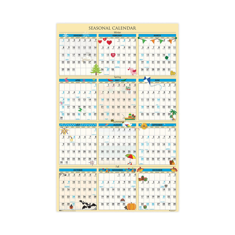 House of Doolittle Recycled Seasonal Laminated Wall Calendar, Earthscapes Illustrated Seasons Artwork, 24 x 37, 12-Month (Jan to Dec): 2023