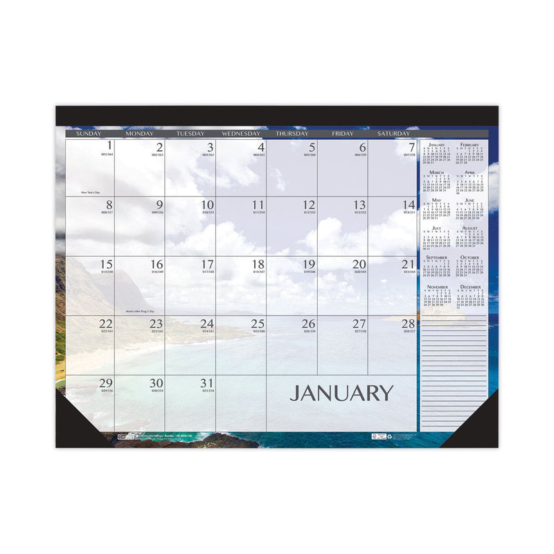 House of Doolittle Recycled Earthscapes Desk Pad Calendar, Seascapes Photography, 22 x 17, Black Binding/Corners,12-Month (Jan to Dec): 2023