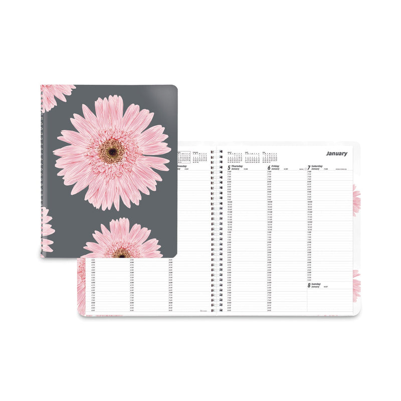Brownline Essential Collection Weekly Appointment Book in Columnar Format, 11 x 8.5, Daisy Black/Pink Cover, 12-Month(Jan to Dec): 2023