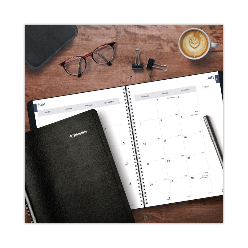 Blueline Academic Monthly Planner, 11 x 8.5, Black Cover, 14-Month (July to Aug): 2022 to 2023